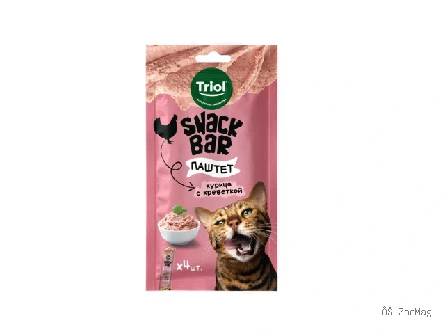 Triol лакомство SNACK BAR паштет из курицы с креветкой для кошек, 40 г