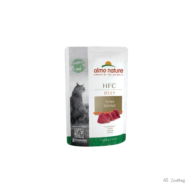 Almo Nature HFC Jelly влажный корм для кошек с тунцом, пауч 55г