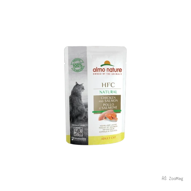 Almo Nature HFC Natural влажный корм для кошек, с курицей и лососем пауч 55 г