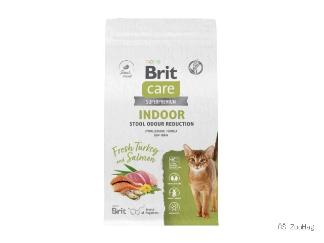 Brit Care сухой корм Indoor Stool Odour Reduction для взрослых кошек с индейкой и лососем 1,5 кг