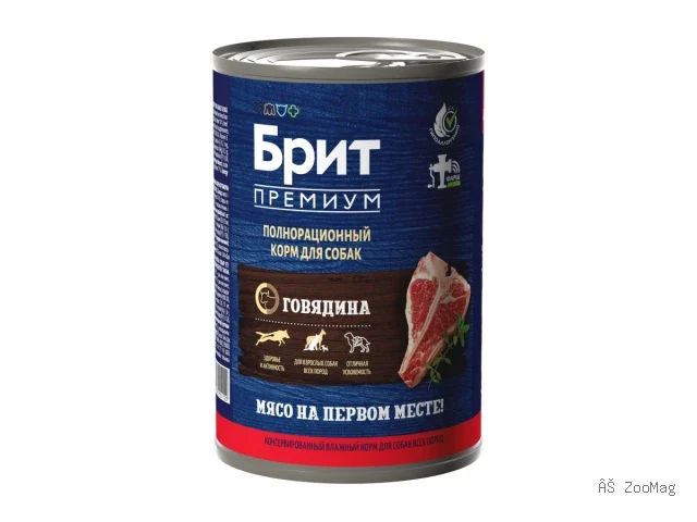 Brit Premium влажный корм by Nature для взрослых собак всех пород с говядиной 410 г