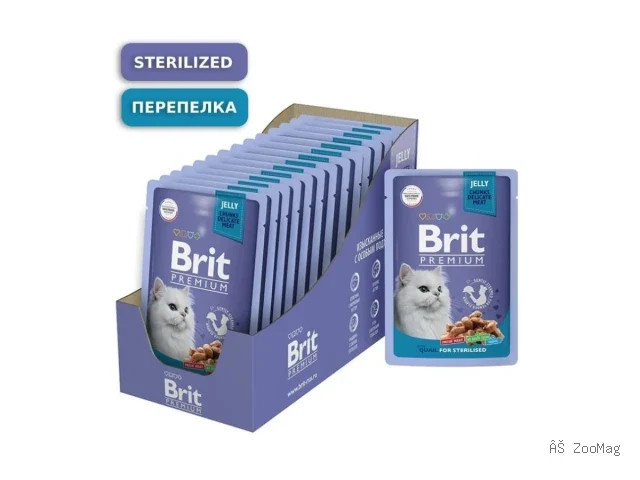 Brit Premium влажный корм Sterilised с перепёлкой для взрослых стерилизованных кошек 85 г