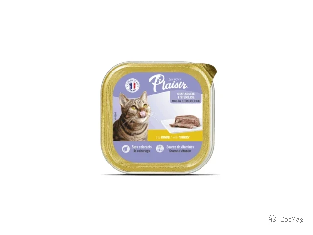 Plaisir влажный корм Cat Sterilised с индейкой для кошек ламистер 100 г