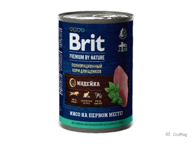Brit Premium влажный корм by Nature для щенков всех пород с индейкой 410 г