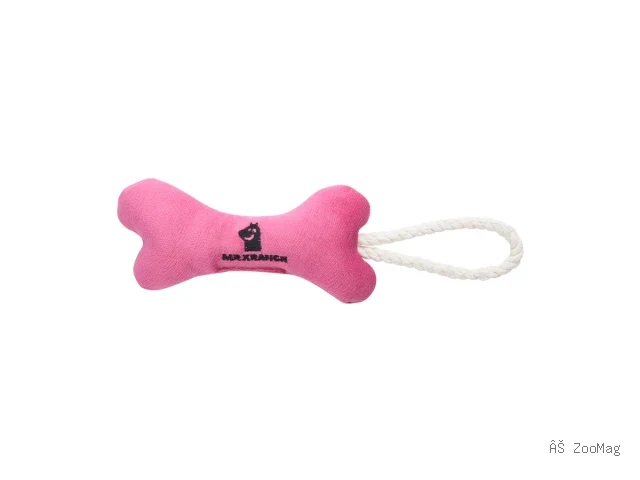 Mr.Kranch игрушка Косточка с канатом для собак, нежно-розовая, 31 × 9 × 4 см