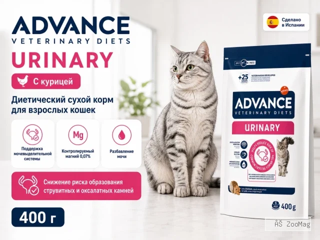 Advance Veterinary Diets Urinary с курицей — сухой ветеринарный корм для взрослых кошек, 400 г