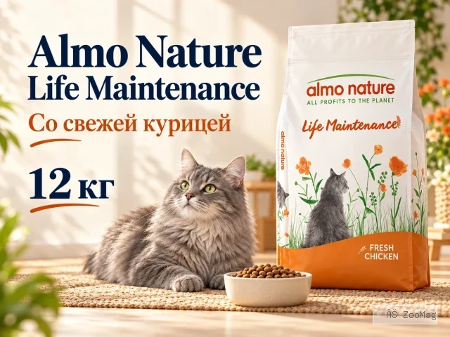 Almo Nature Life Maintenance со свежей курицей сухой корм для взрослых кошек, 12 кг