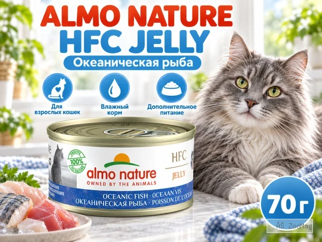 Almo Nature HFC JELLY для кошек, консервы из океанической рыбы 70г