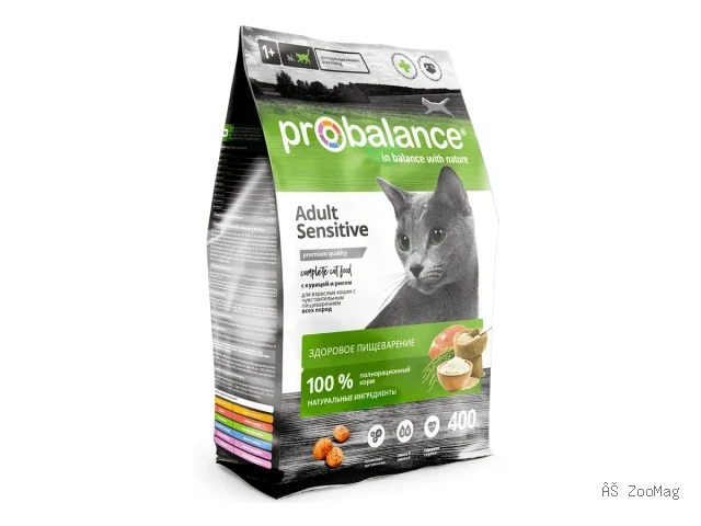 ProBalance сухой корм Sensitive с курицей и рисом для взрослых кошек, 400 г