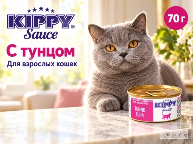 Kippy Sauce с тунцом дополнительный корм для взрослых кошек, 70 г