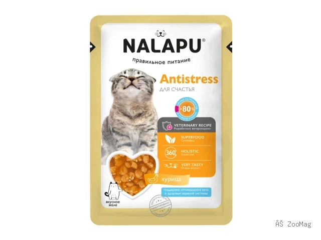 NALAPU влажный корм Antistress для взрослых кошек с курицей в желе 77 г