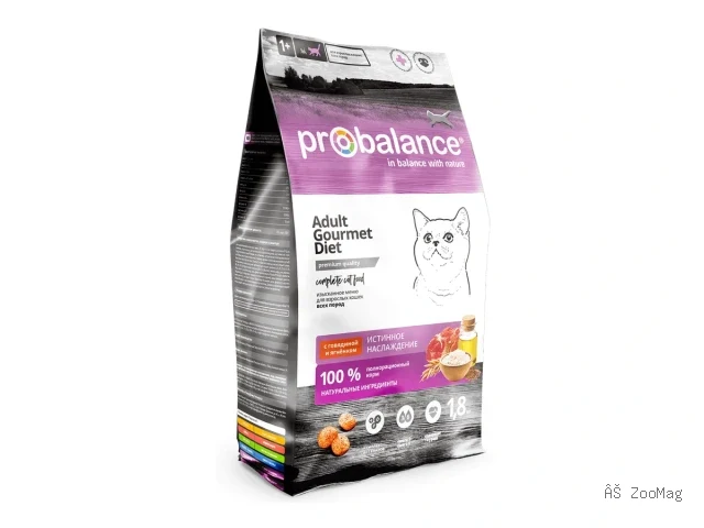ProBalance сухой корм Gourmet Diet с говядиной и ягнёнком для взрослых кошек, 1,8 кг