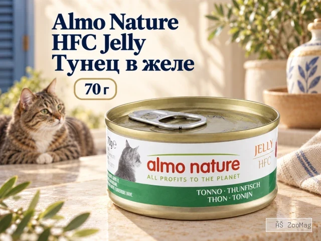 Almo Nature HFC Jelly с тунцом в желе влажный корм для взрослых кошек, 70 г
