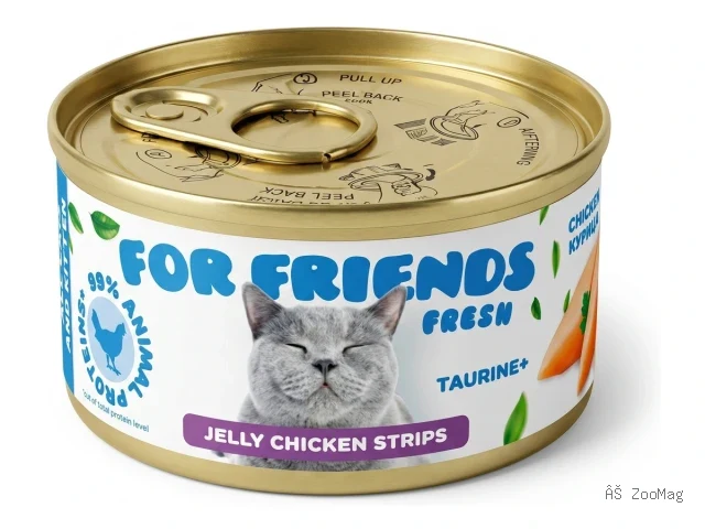 For Friends Fresh Jelly влажный корм для котят и кошек с курицей и рисом в желе, 85 г