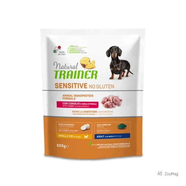 Trainer Natural Dog Sensitive No Gluten Rabbit корм для собак с кроликом монопротеиновый без глютена 800 г