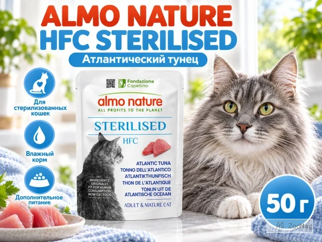 Almo Nature HFC влажный корм для стерилизованных кошек, с атлантическим тунцом пауч 50 г
