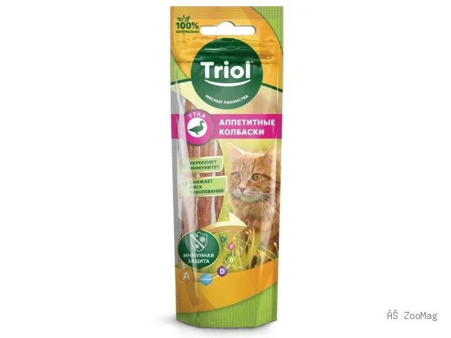 Triol Аппетитные колбаски из утки для кошек, 40 г
