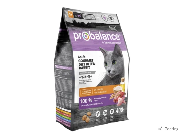 ProBalance сухой корм Gourmet Diet с говядиной и кроликом для взрослых кошек 400 г