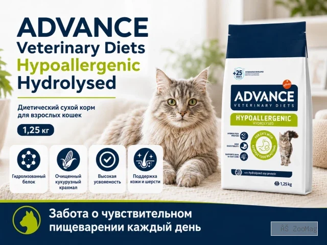Advance Veterinary Diets Hypoallergenic — сухой ветеринарный корм для взрослых кошек, 1,25 кг