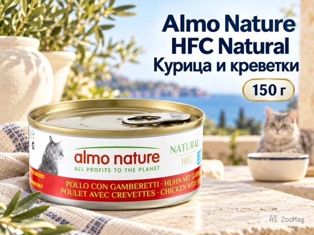 Almo Nature HFC Natural с курицей и креветками влажный корм для взрослых кошек, 150 г