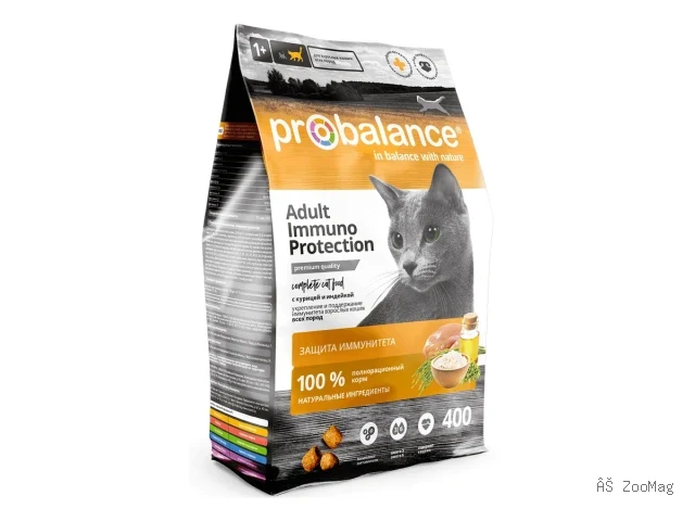 ProBalance сухой корм Immuno Protection с курицей и индейкой для взрослых кошек, 400 г
