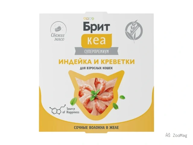 Brit Care влажный корм Волокна в желе для взрослых кошек с индейкой и креветками 75 г