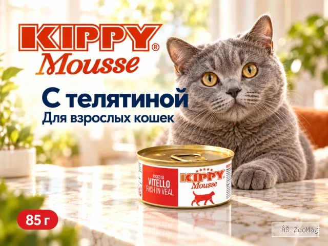 Kippy Mousse с телятиной влажный корм для взрослых кошек, 85 г