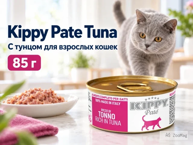 Kippy Pate Tuna с тунцом влажный корм паштет для взрослых кошек, 85 г