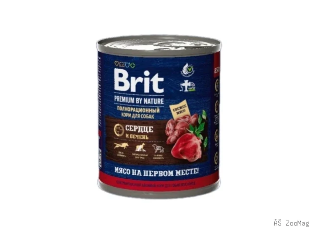 Brit Premium влажный корм by Nature для взрослых собак всех пород с сердцем и печенью 850 г