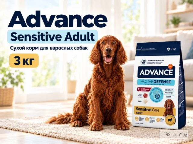 Advance Sensitive Adult с ягнёнком и рисом сухой корм для взрослых собак, 3 кг