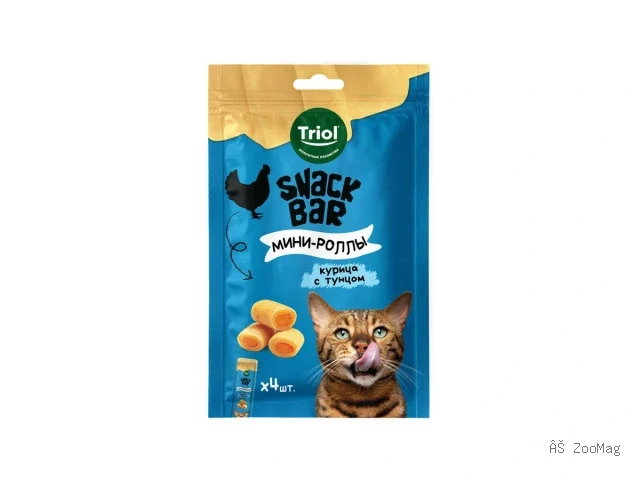 Triol лакомство SNACK BAR мини-роллы с начинкой из курицы и тунца для кошек, 40 г
