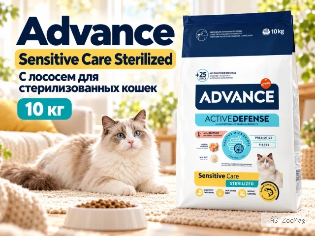 Advance Sensitive Care Sterilized сухой корм с лососем для взрослых стерилизованных кошек, 10 кг