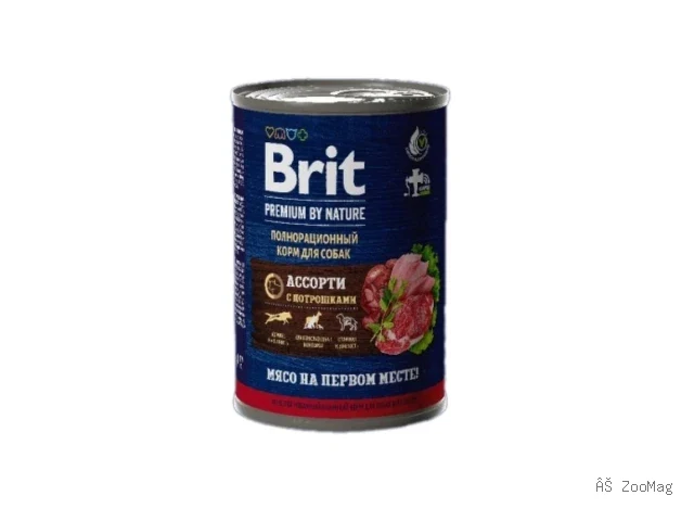 Brit Premium влажный корм by Nature для взрослых собак всех пород мясное ассорти с потрошками 410 г