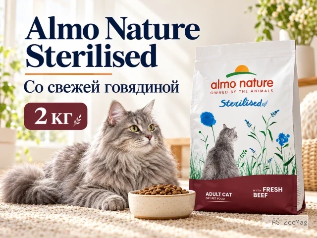 Almo Nature Sterilised со свежей говядиной сухой корм для стерилизованных кошек, 2 кг