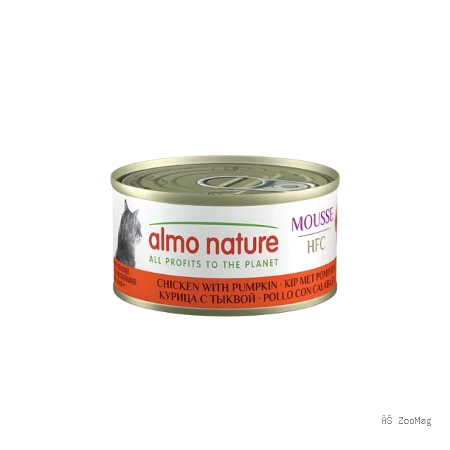 Almo Nature HFC Mousse Влажный корм для кошек из курицы с тыквой, консервы 70 г