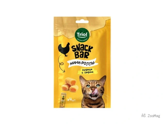 Triol лакомство SNACK BAR мини-роллы с начинкой из курицы и сыра для кошек, 40 г