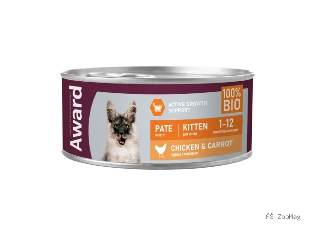 Award влажный корм Kitten с курицей и морковью для котят 100 г