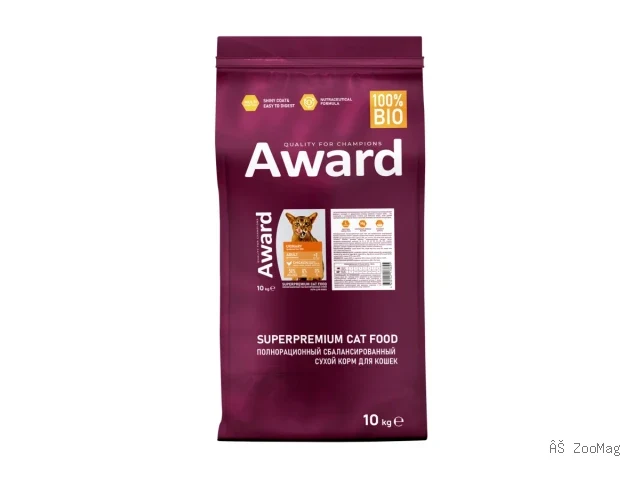 Award сухой корм Urinary с курицей для взрослых кошек 10 кг