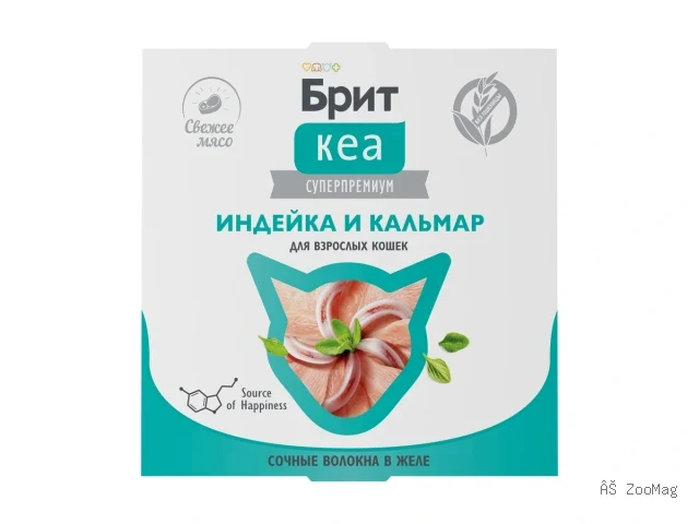 Brit Care влажный корм Волокна в желе для взрослых кошек с индейкой и кальмаром 75 г