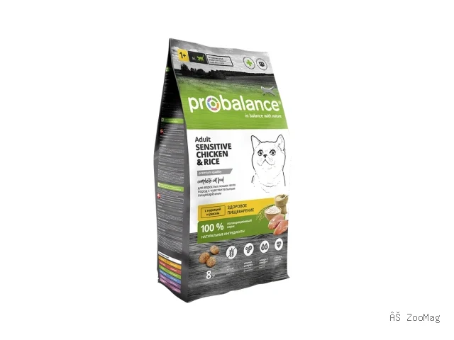 ProBalance сухой корм Sensitive с курицей и рисом для взрослых кошек, 8 кг