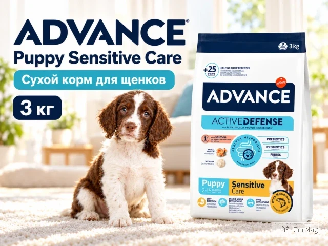 Advance Puppy Sensitive Care с лососем и рисом сухой корм для щенков, 3 кг