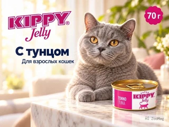 Kippy Jelly с тунцом дополнительный корм для взрослых кошек, 70 г