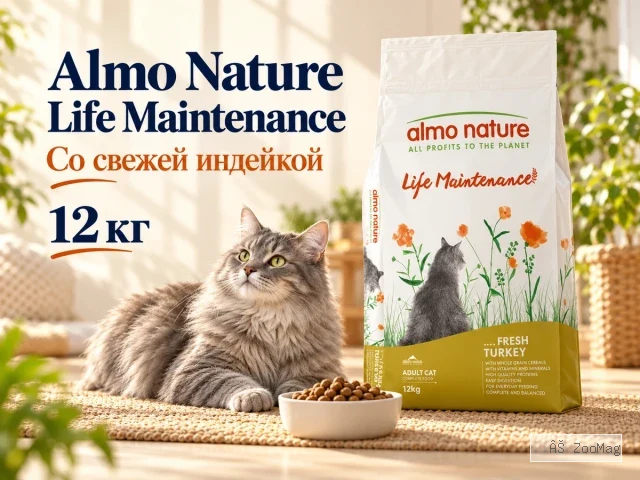 Almo Nature Life Maintenance со свежей индейкой сухой корм для взрослых кошек, 12 кг