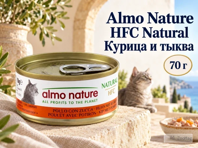 Almo Nature HFC Natural с курицей и тыквой влажный корм для взрослых кошек, 70 г