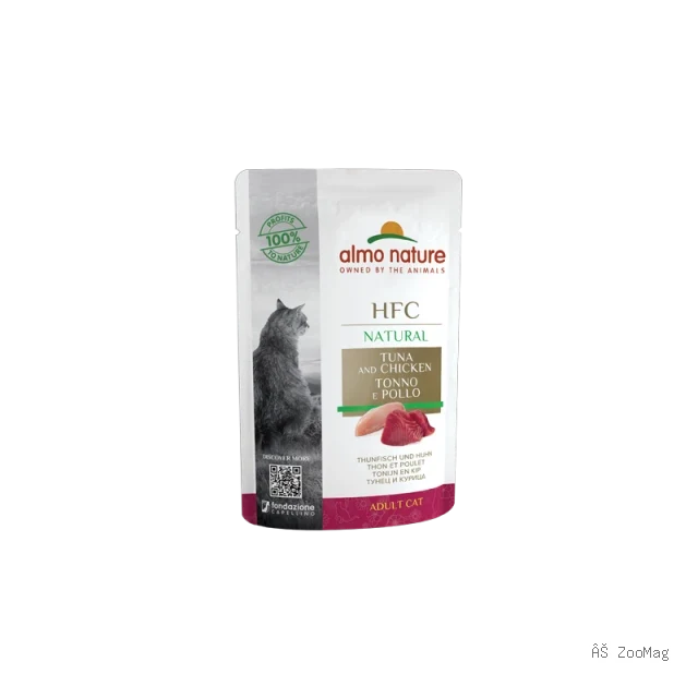 Almo Nature HFC Natural влажный корм для кошек, с тунцом и курицей пауч 55 г