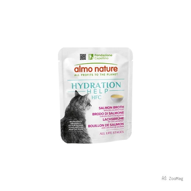Almo Nature HFC Hydration Help влажный корм для кошек, лососевый суп с филе лосося пауч 50 г