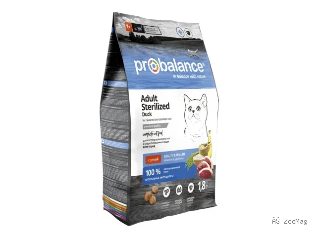 ProBalance сухой корм Sterilized с уткой для стерилизованных кошек, 1,8 кг