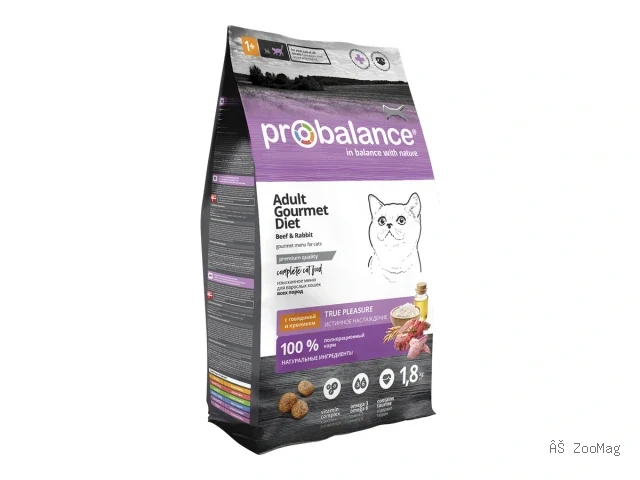 ProBalance сухой корм Gourmet Diet с говядиной и кроликом для взрослых кошек, 1,8 кг