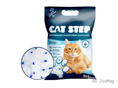 CAT STEP наполнитель Arctic Blue впитывающий силикагелевый для кошек 26,6 л
