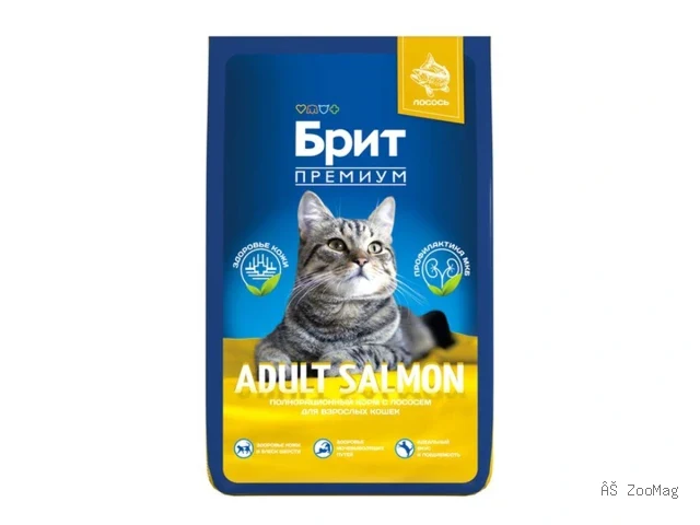 Brit Premium сухой корм Adult Salmon с лососем для взрослых кошек 8 кг